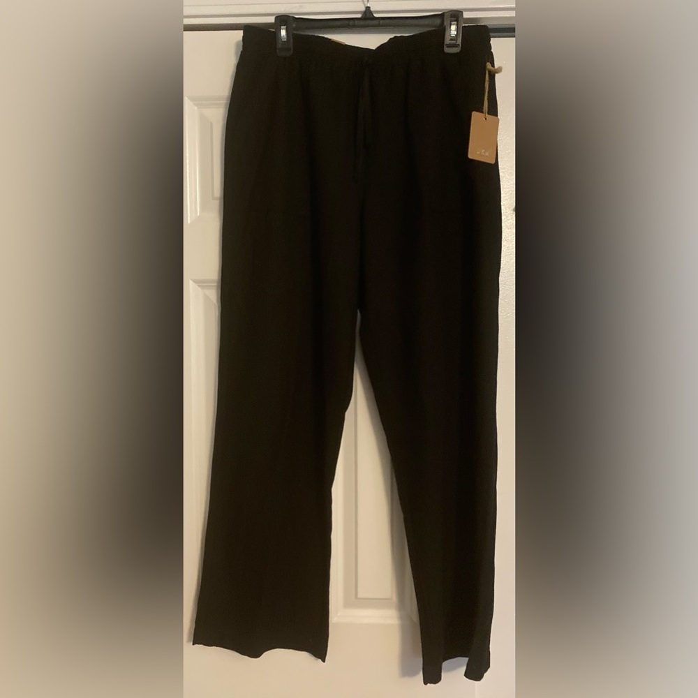 DKR classic black linen pant, L
